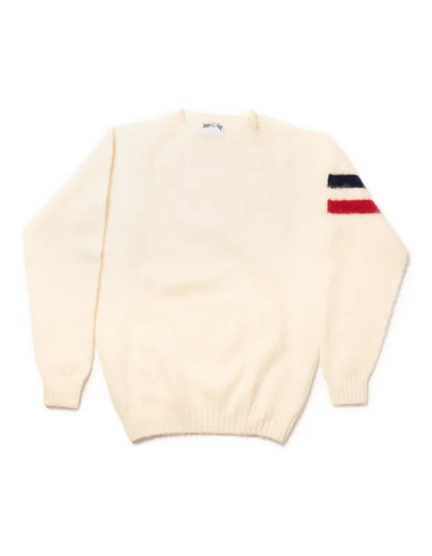 SHAGGY DOG SWEATER WHITE TWO COLOR RINGS - TRIM FIT sold by J. Press