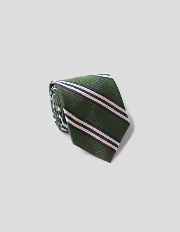 CLASSIC SILK REPP STRIPE STRIPE TIE - GREEN/NAVY/WHITE sold by J. Press