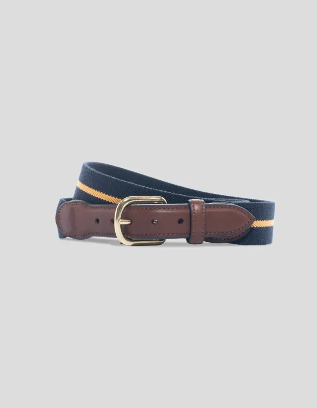 Made-in-USA Striped Belgian Stretch Surcingle Belt sold by J. Press