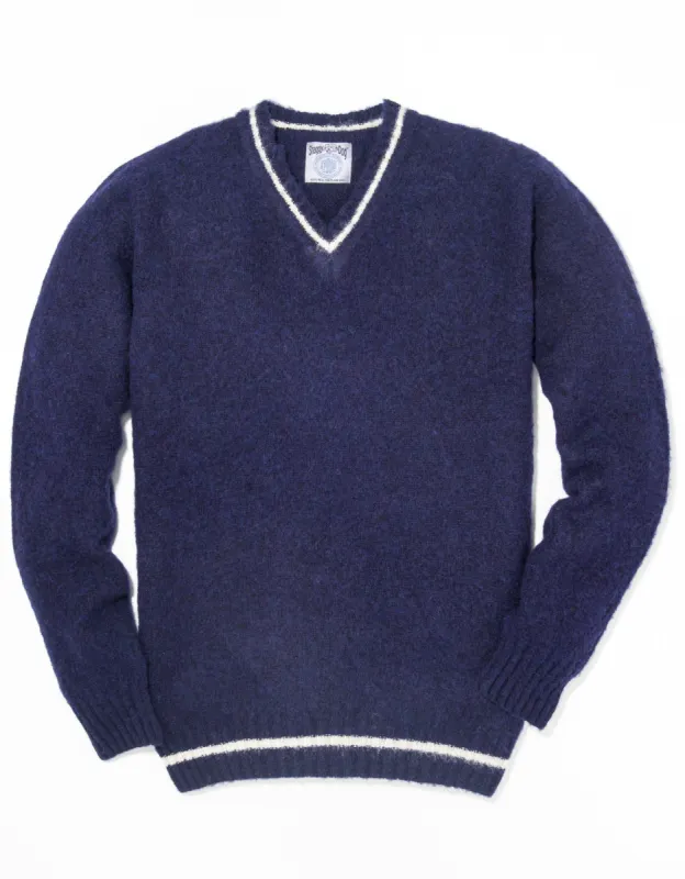 SHAGGY DOG V-NECK SWEATER BLUE - TRIM FIT sold by J. Press