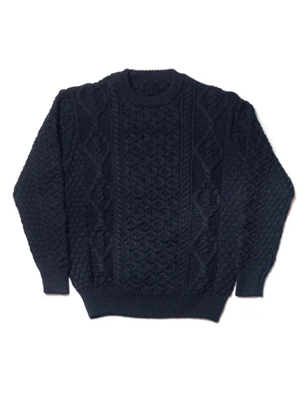 Made-in-Ireland Navy Aran Fisherman's Sweater sold by J. Press