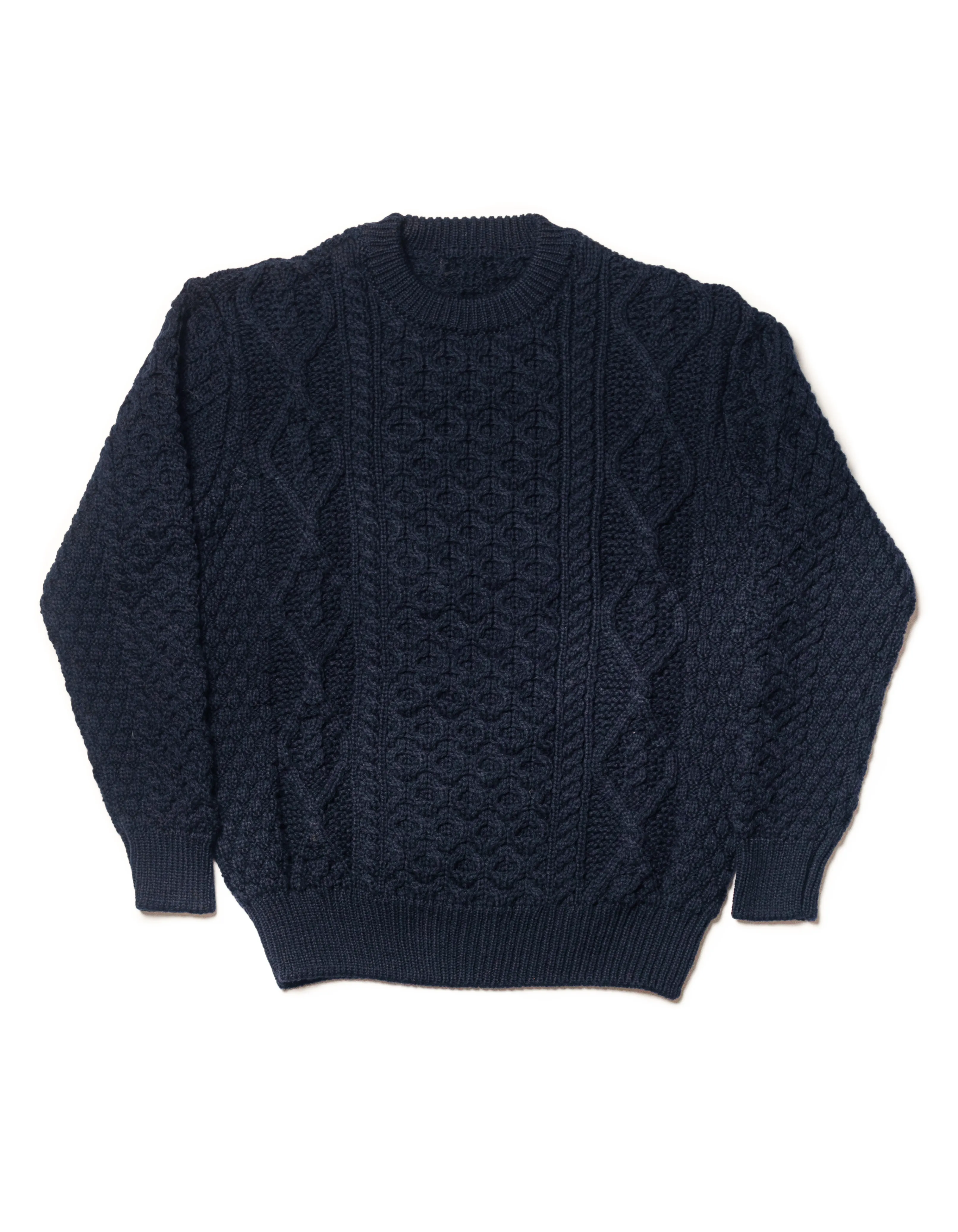 Made-in-Ireland Navy Aran Fisherman's Sweater sold by J. Press