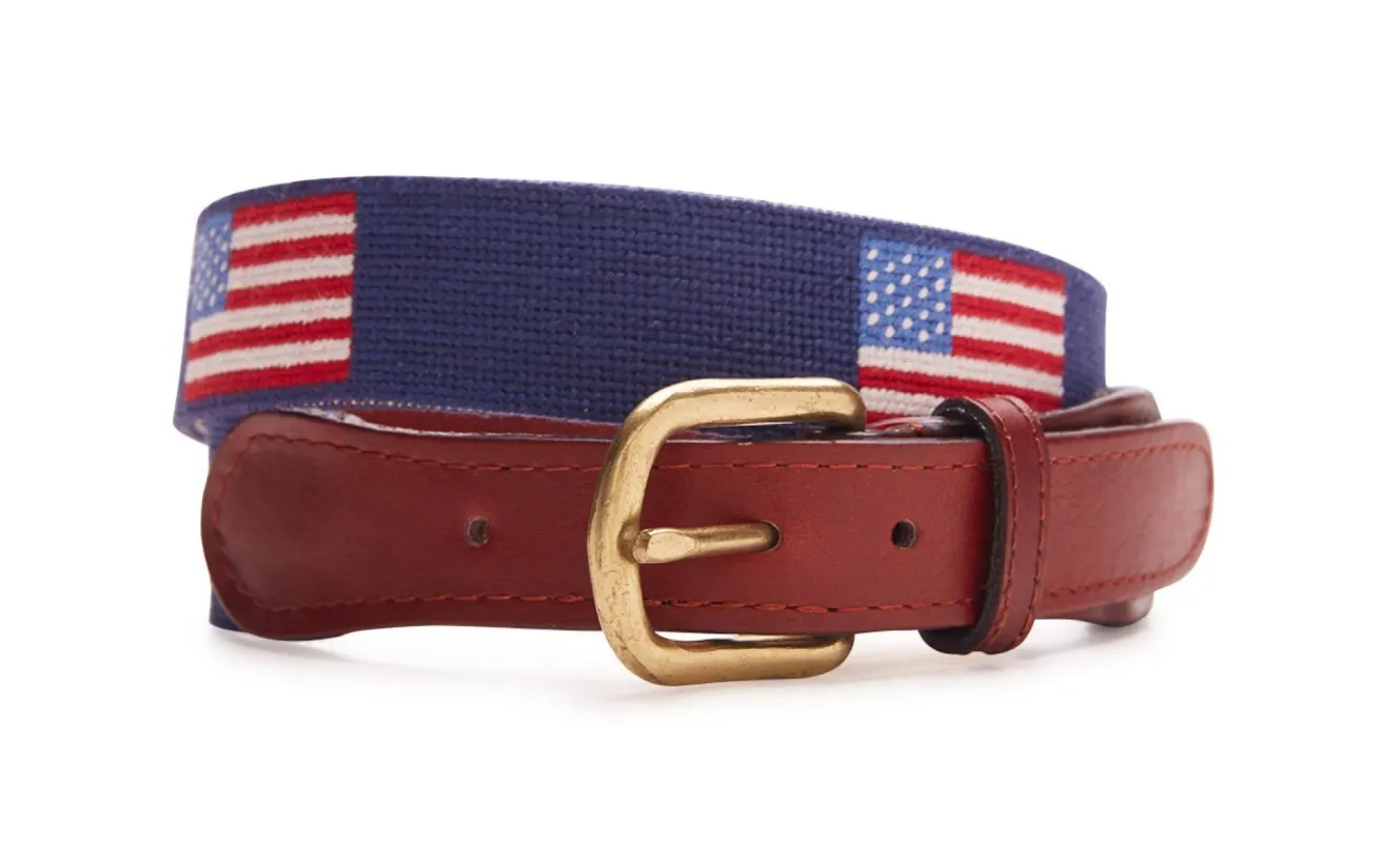 United States Flag Navy Needlepoint Belt sold by J. Press