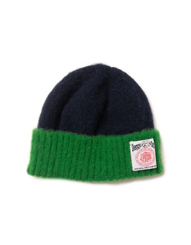 SHAGGY DOG TWO TONE CUFFED HAT - NAVY/KELLY sold by J. Press