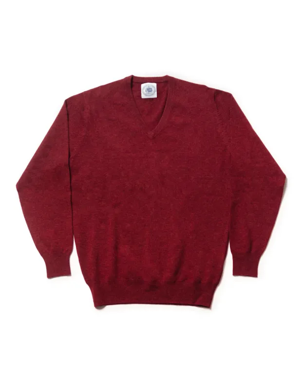 LAMBSWOOL GEELONG V NECK SWEATER - RED sold by J. Press
