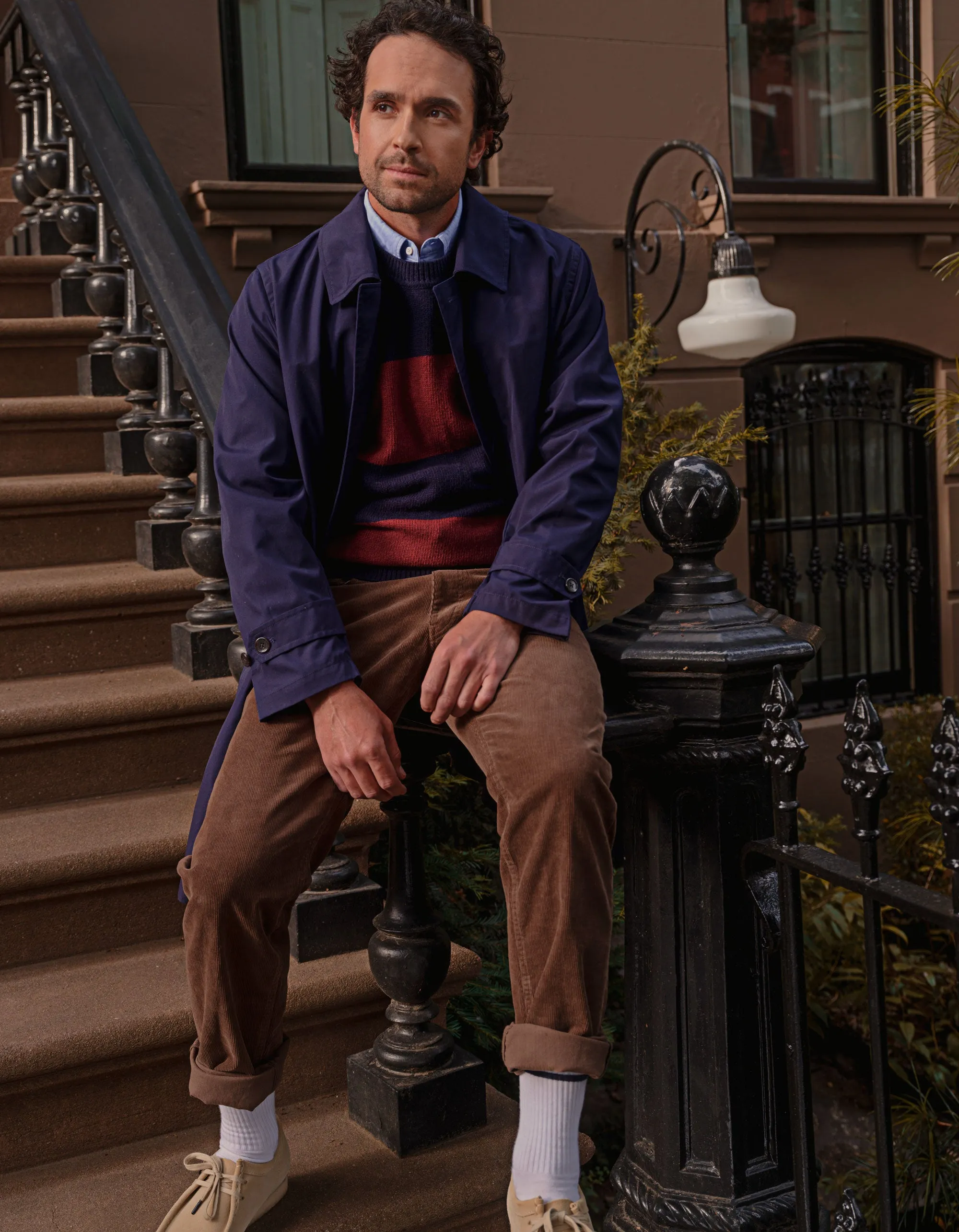 Burgundy & Navy Rugby Stripe Crewneck Sweater - Trim Fit sold by J. Press product image thumbnail 2