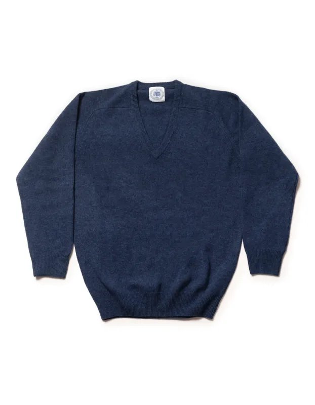 LAMBSWOOL V NECK SWEATER - BLUE sold by J. Press