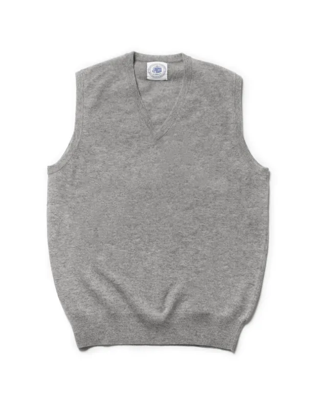 LIGHT GREY LAMBSWOOL V NECK VEST sold by J. Press