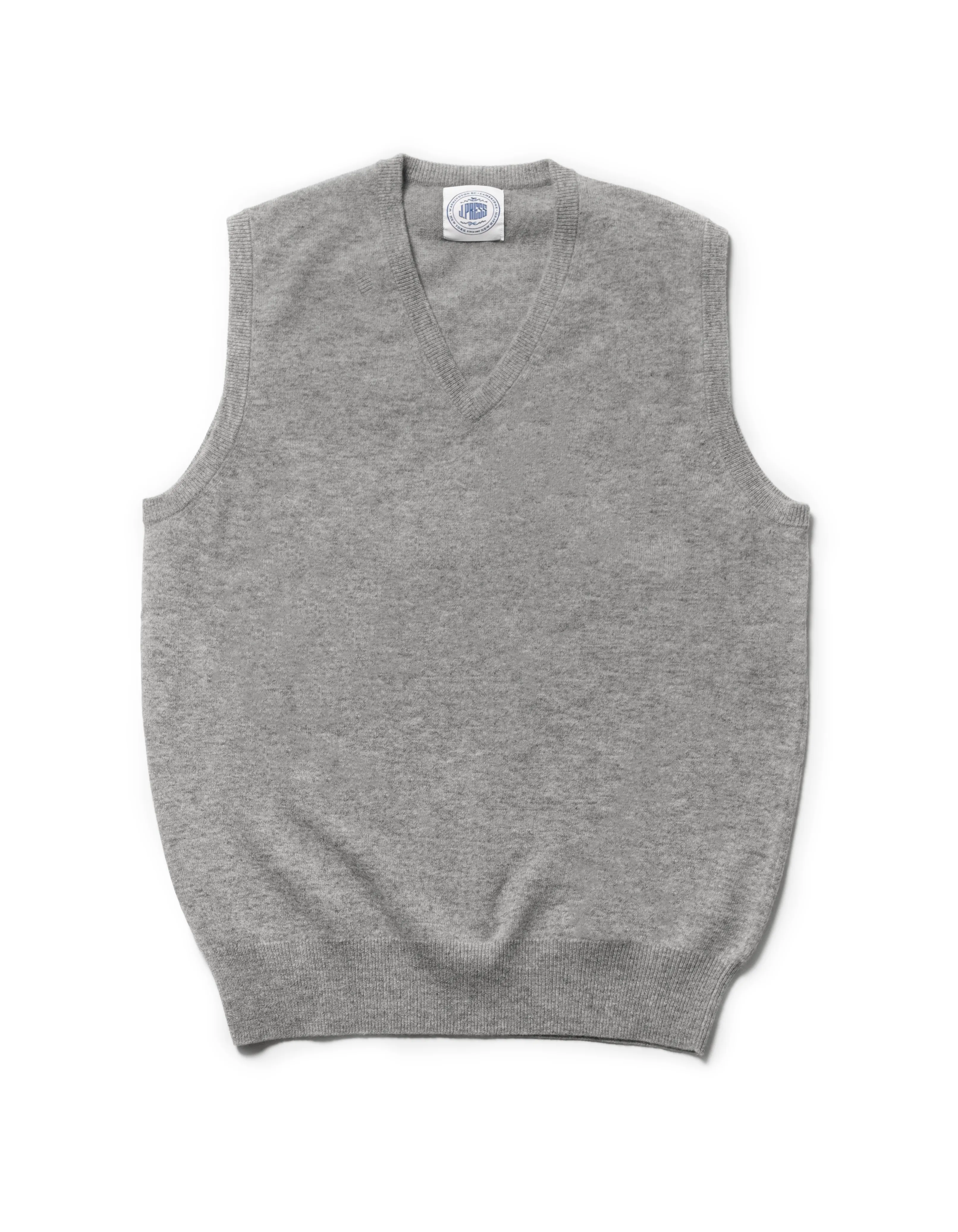 LIGHT GREY LAMBSWOOL V NECK VEST sold by J. Press