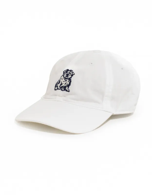 Bulldog White Needlepoint Hat sold by J. Press
