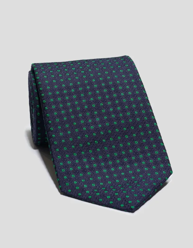 SILK JACQUARD FOULARD TIE - GREEN/NAVY made by J. Press