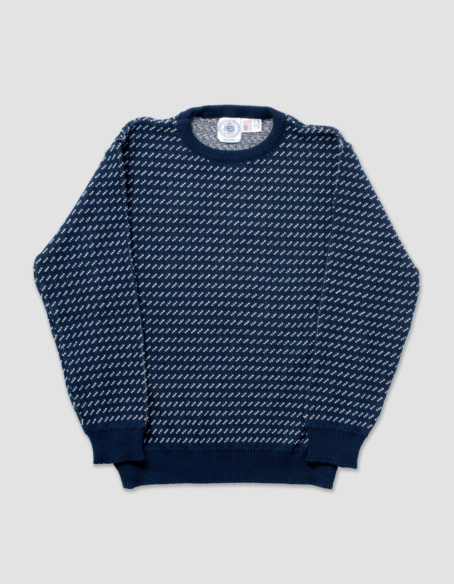 Made-in-USA Navy & Natural Chevron Cotton Crewneck Sweater sold by J. Press