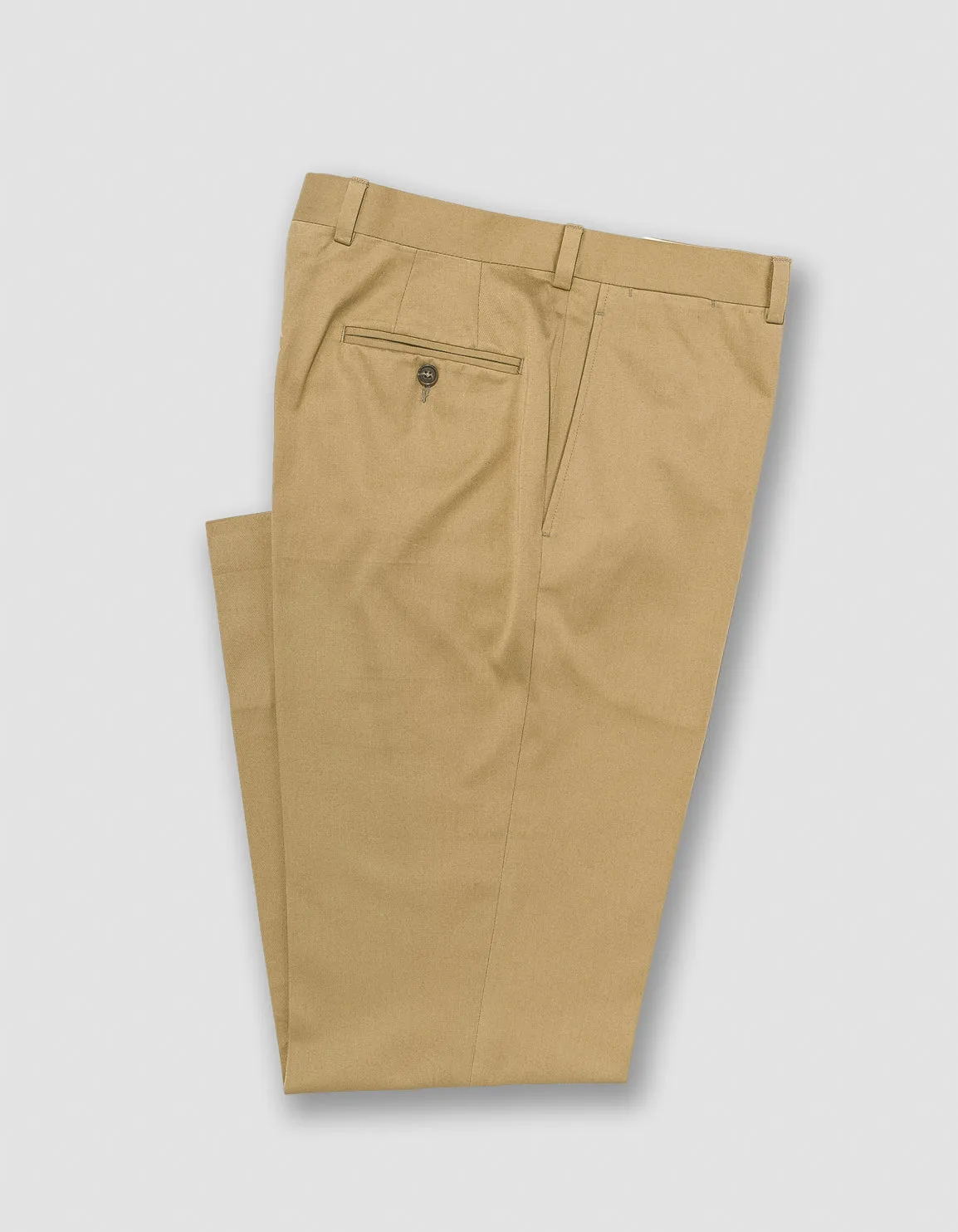 Made-in-Canada Dark Khaki Cotton Drill Cloth Trousers sold by J. Press