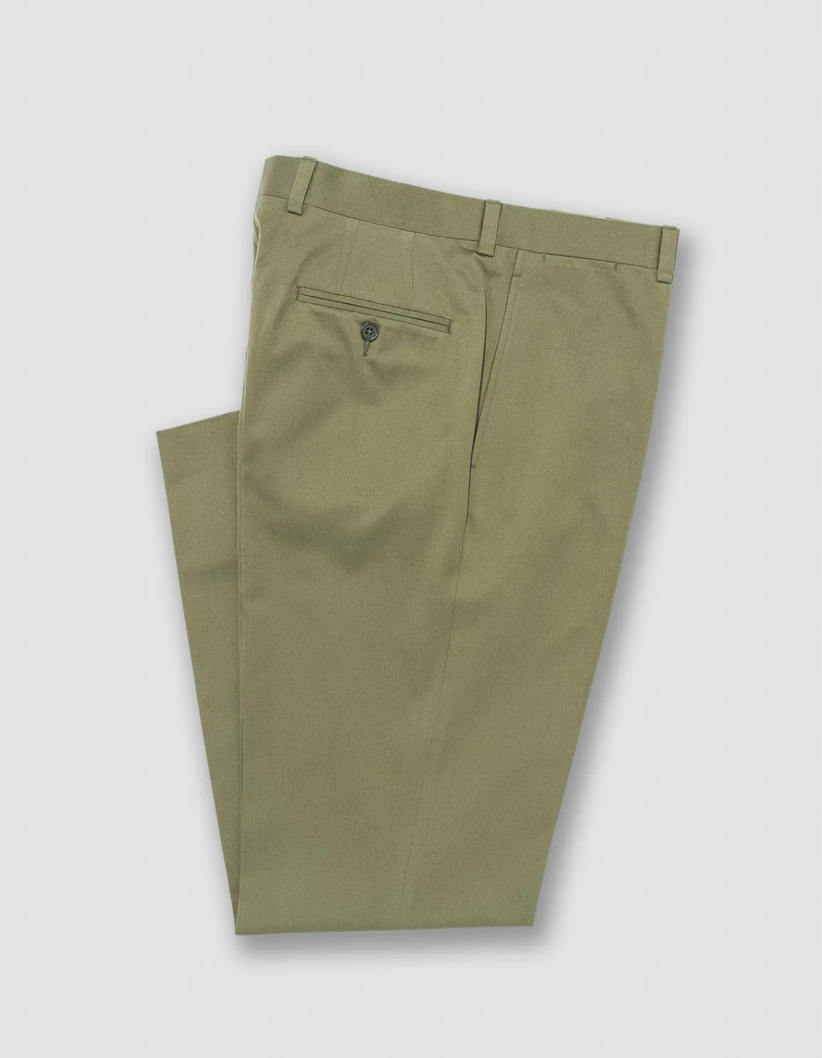 Made-in-Canada Olive Cotton Drill Cloth Trousers sold by J. Press