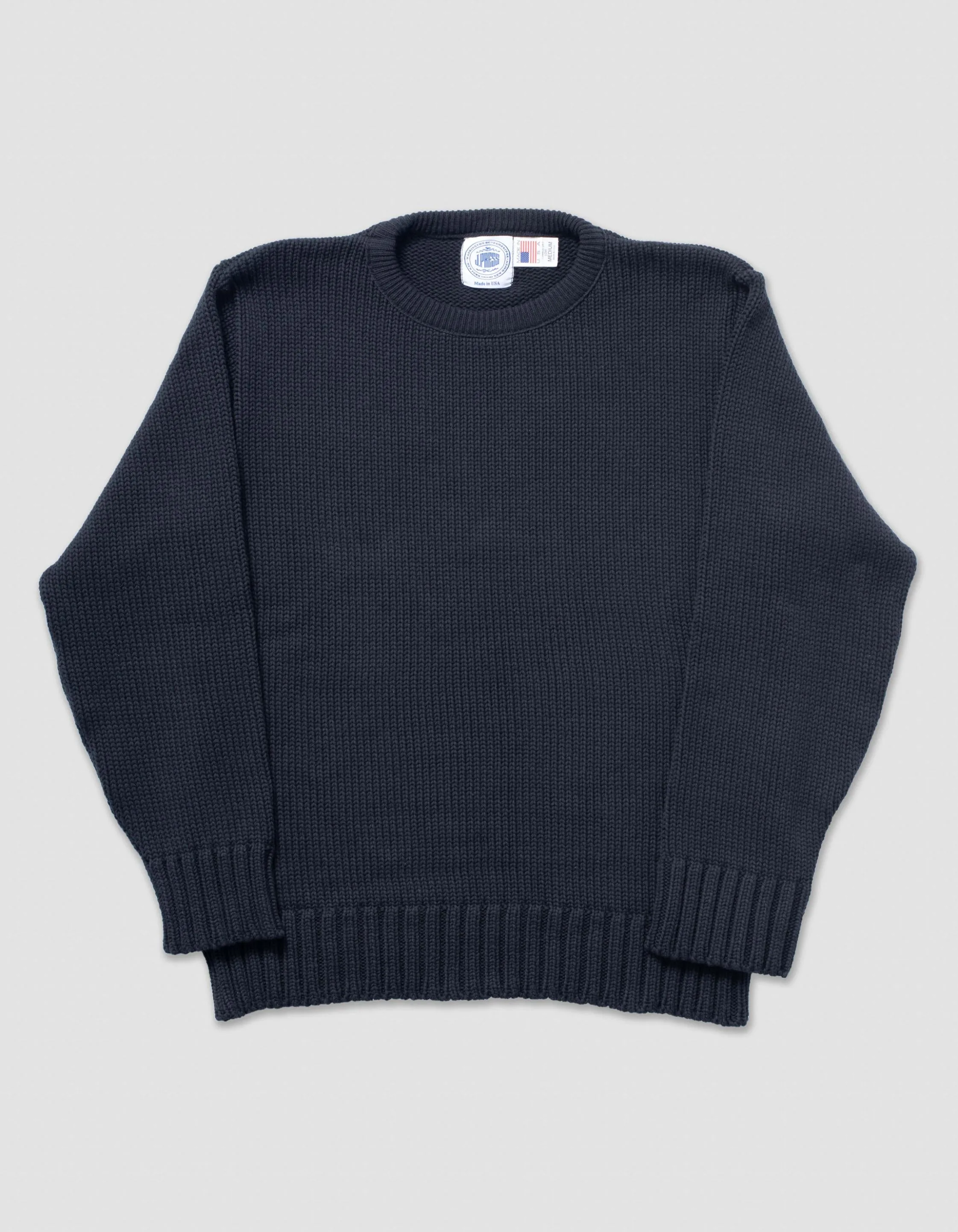 Made-in-USA Black Chunky Cotton Crewneck Sweater sold by J. Press