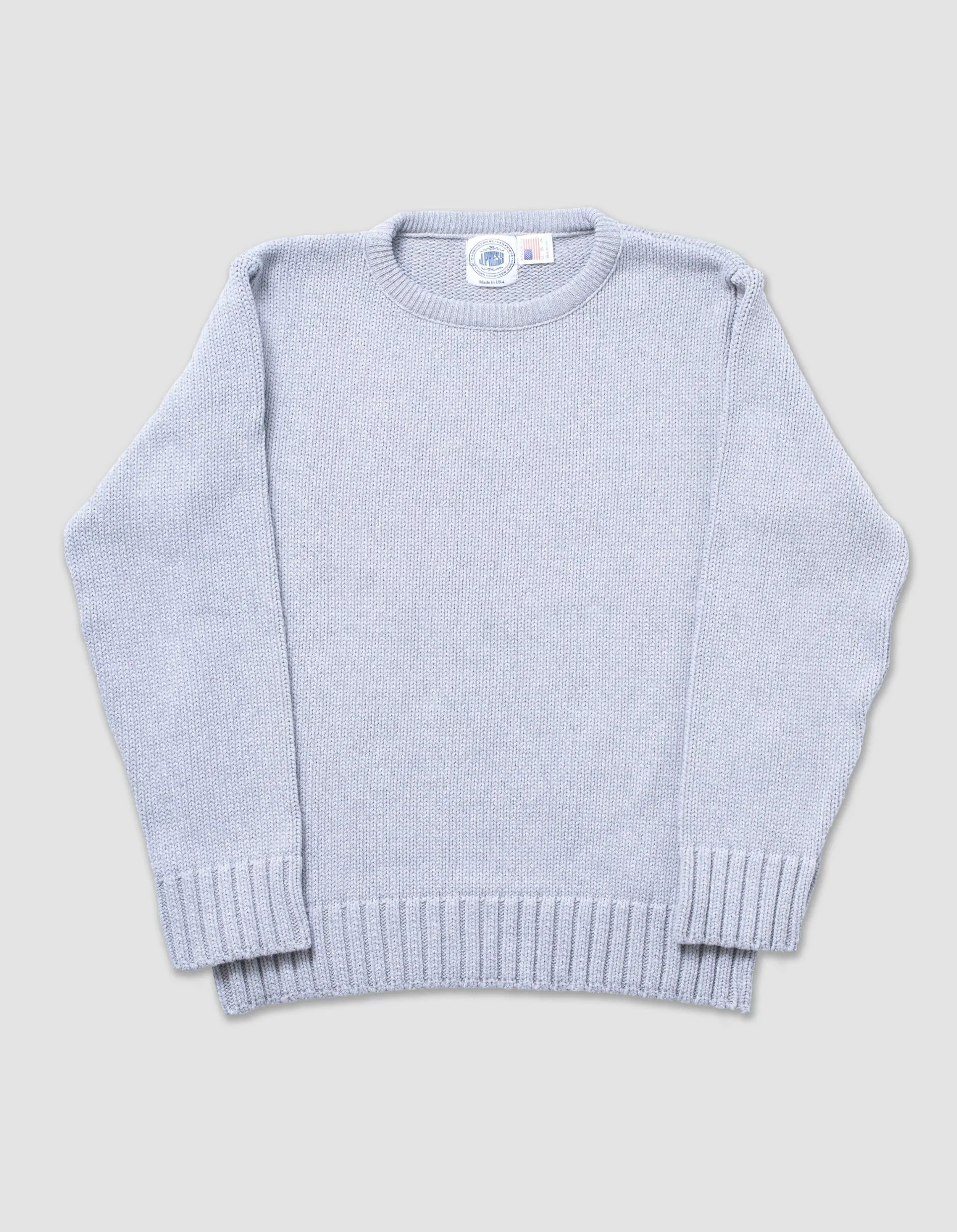 Made-in-USA Grey Chunky Cotton Crewneck Sweater sold by J. Press