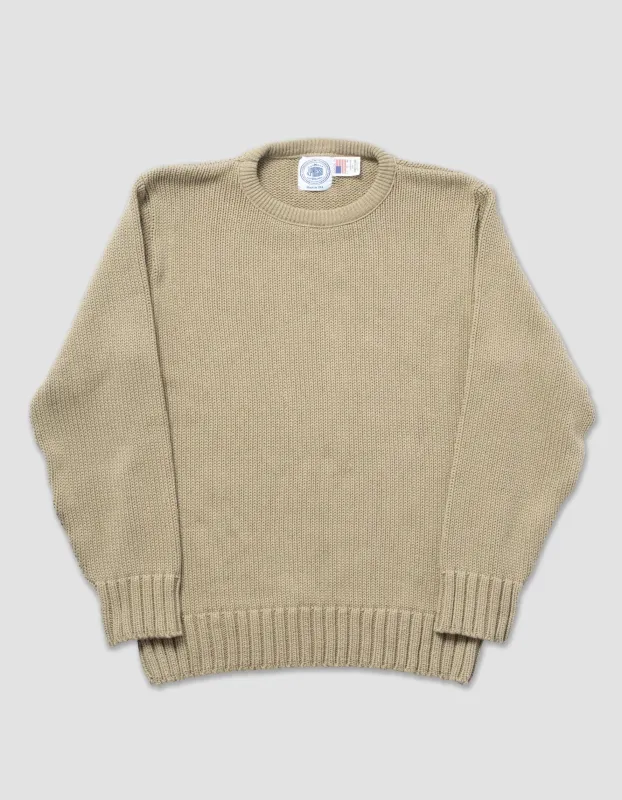 Made-in-USA Tan Chunky Cotton Crewneck Sweater sold by J. Press