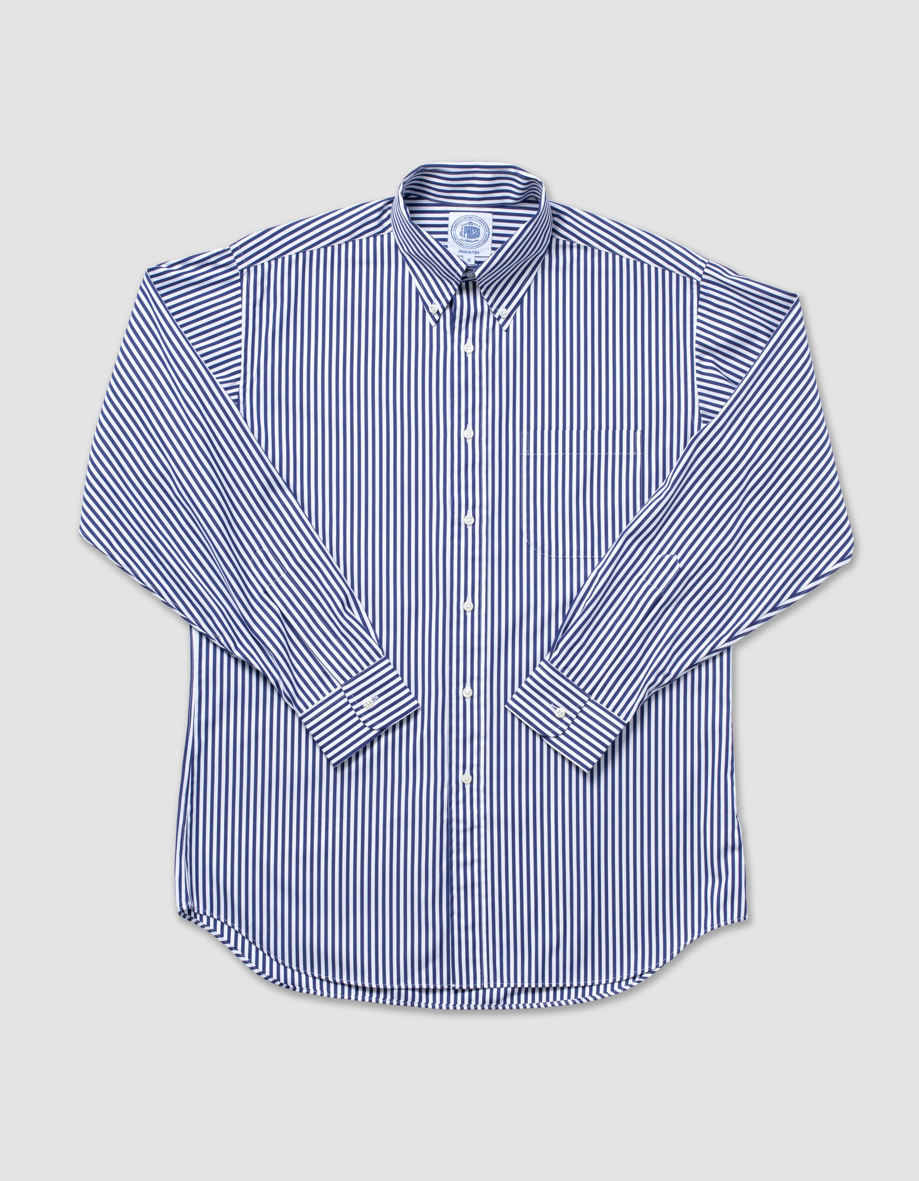 Made-in-USA Navy Bold Stripe Sport Shirt - Classic Fit sold by J. Press