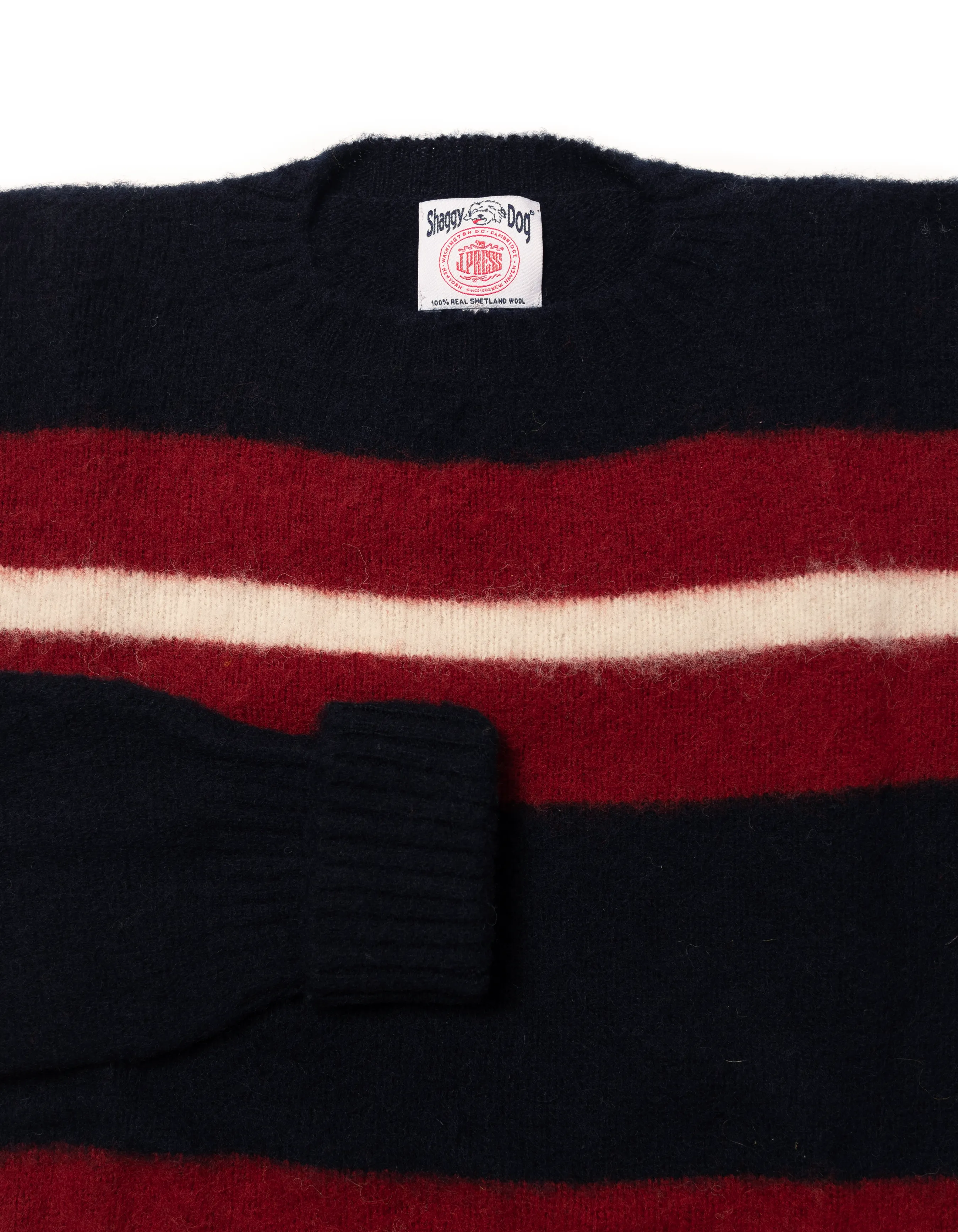 Made-in-Scotland Navy, Crimson & White Shaggy Dog Frame Stripe Sweater - Classic Fit sold by J. Press product image thumbnail 2