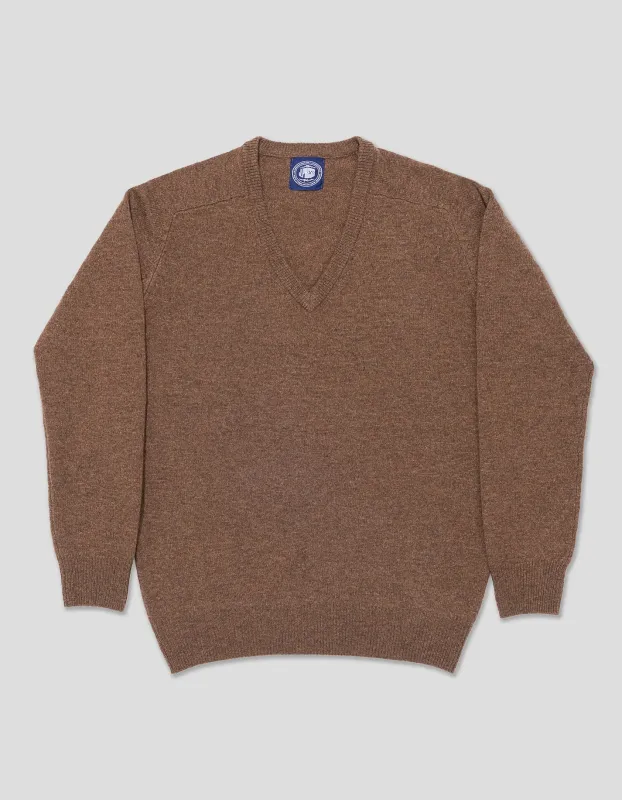 LAMBSWOOL V NECK SWEATER - BROWN sold by J. Press