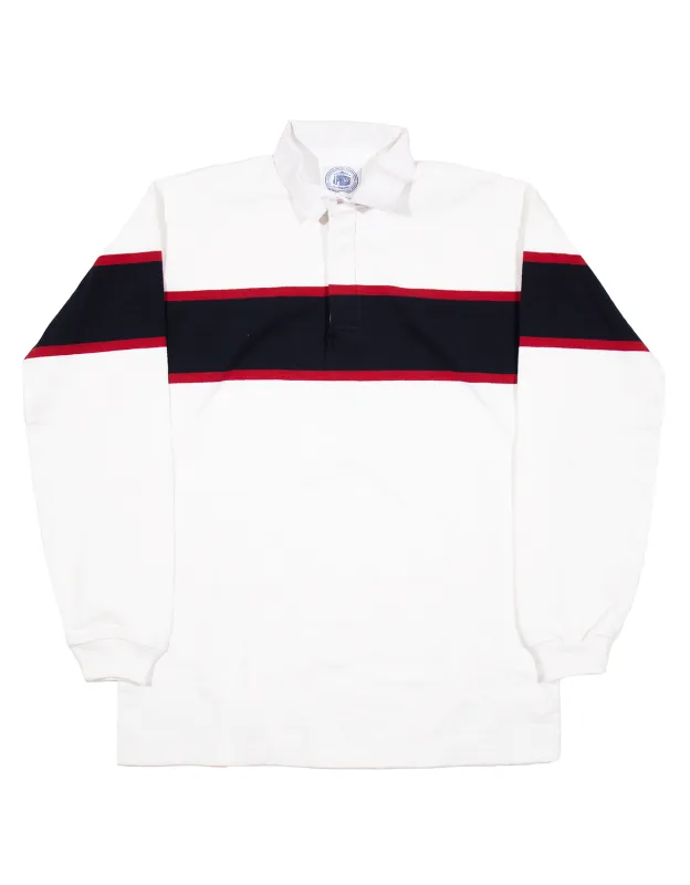 STRIPED RUGBY SHIRT - WHITE/RED/NAVY sold by J. Press