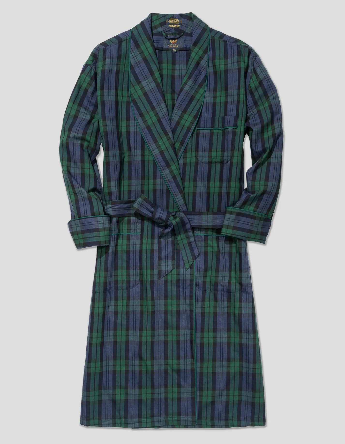 Made-in-Canada Viyella Blackwatch Tartan Robe sold by J. Press