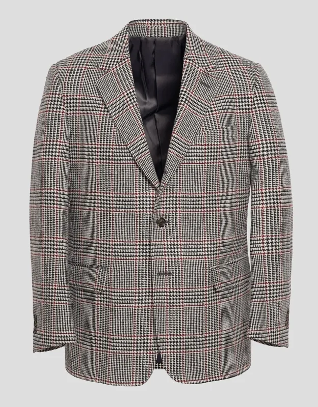 BLACK AND WHITE PLAID W/RED DECO SPORT COAT sold by J. Press