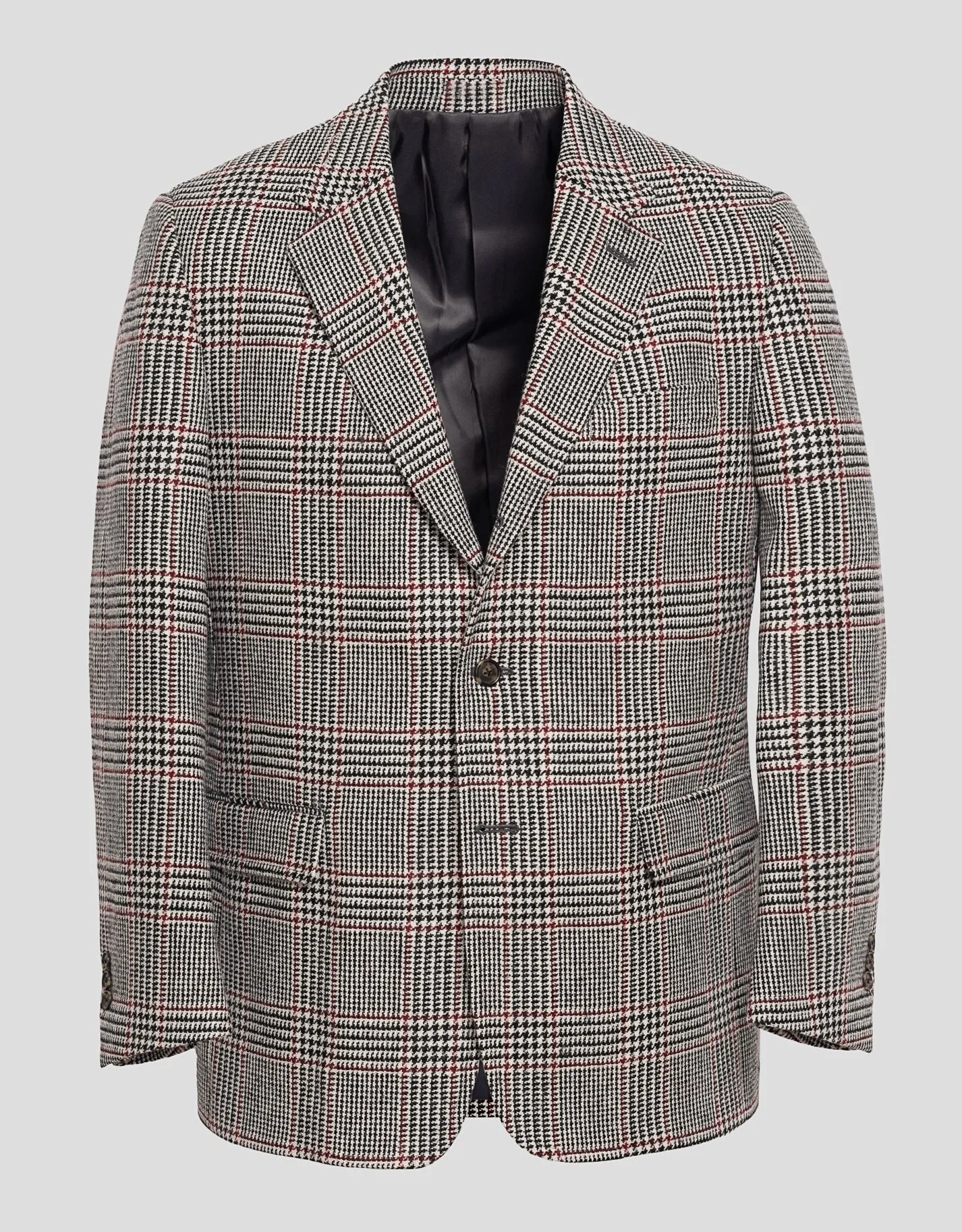BLACK AND WHITE PLAID W/RED DECO SPORT COAT sold by J. Press