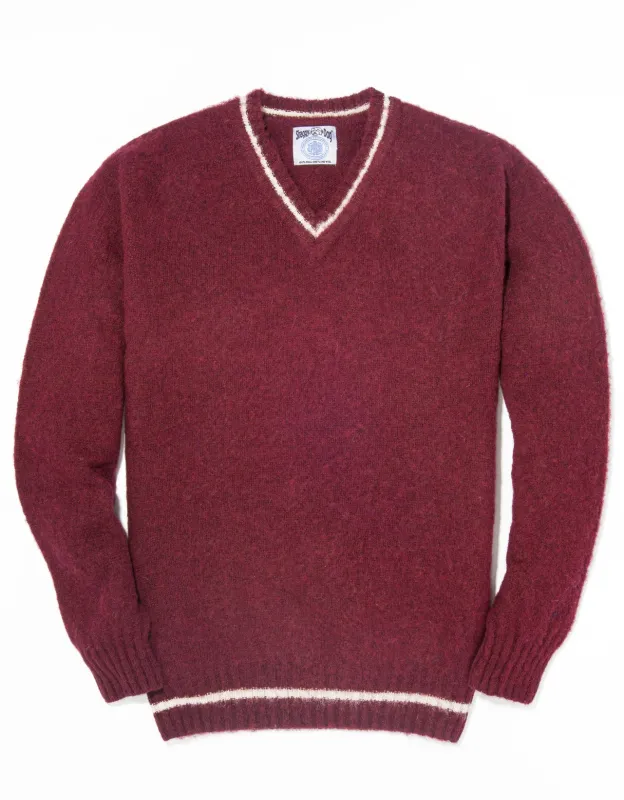 SHAGGY DOG V-NECK SWEATER BURGUNDY - TRIM FIT sold by J. Press
