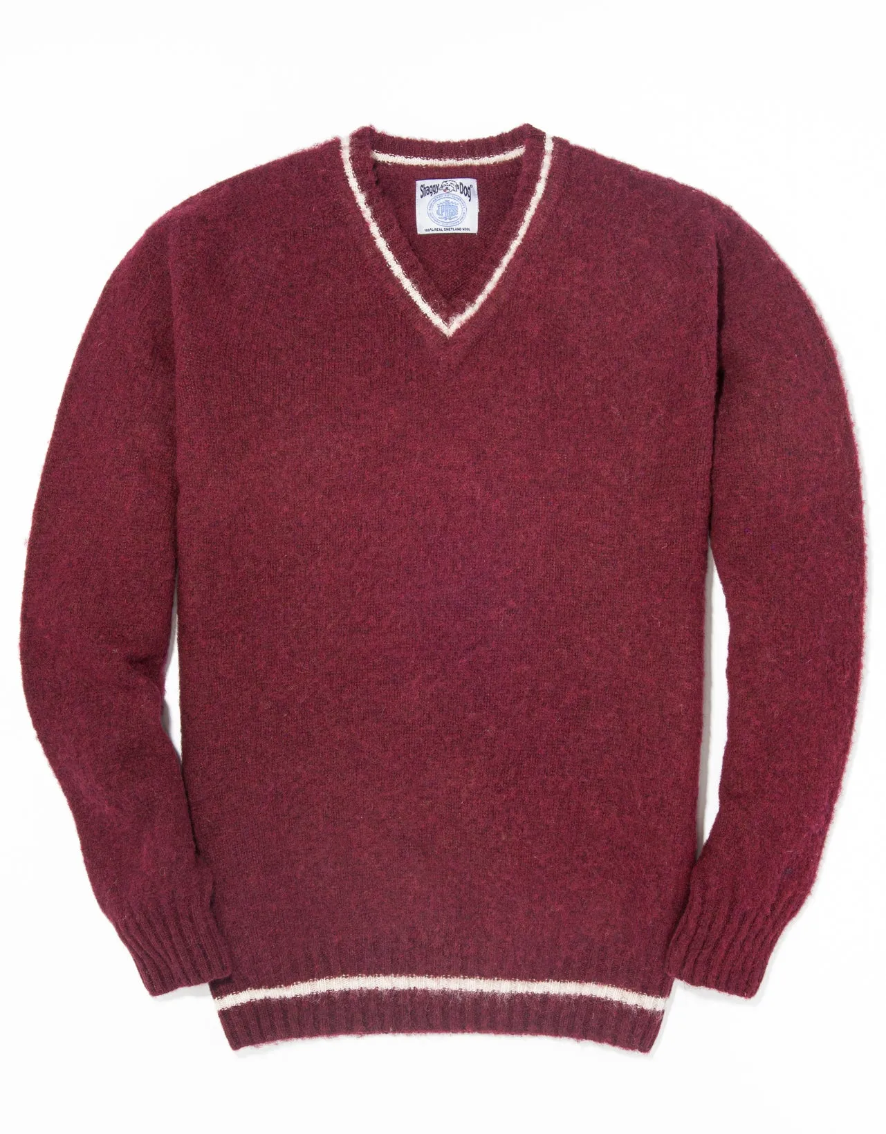 SHAGGY DOG V-NECK SWEATER BURGUNDY - TRIM FIT sold by J. Press