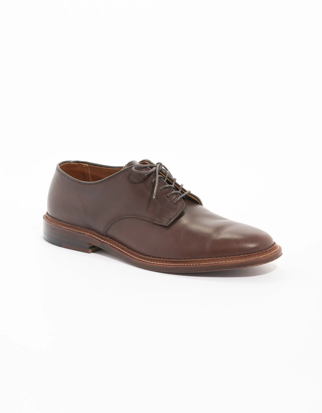 Made-in-USA Brown Chromexcel Unlined Plain Toe Blucher sold by J. Press