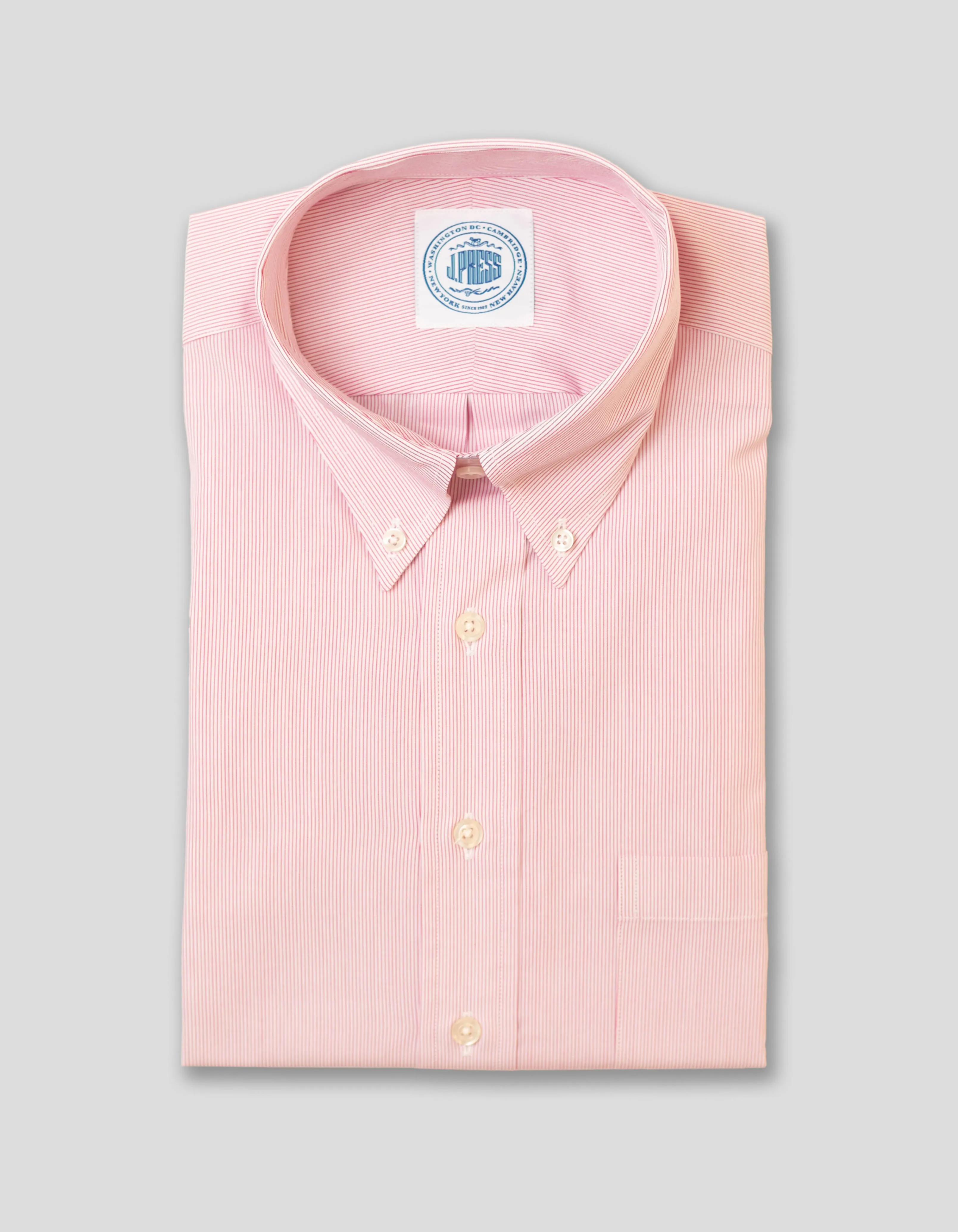 Made-in-Canada Red Pinstripe Button Down Shirt - Classic Fit sold by J. Press