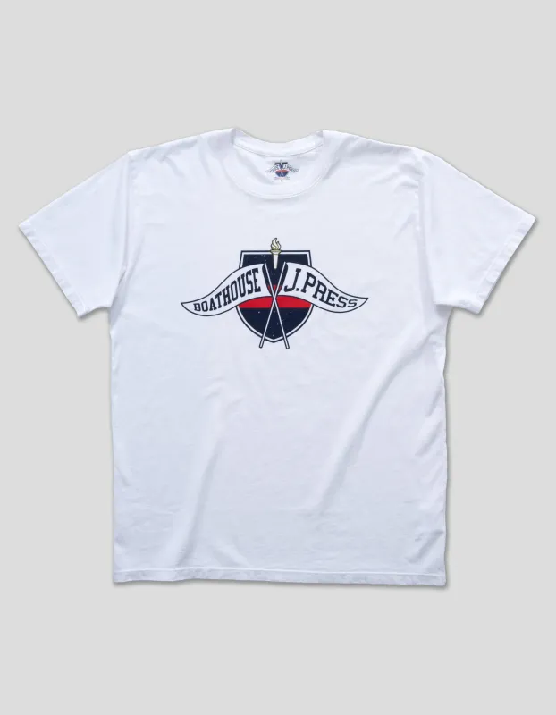 J.PRESS x BOATHOUSE COTTON SHORT SLEEVE TEE - WHITE sold by J. Press