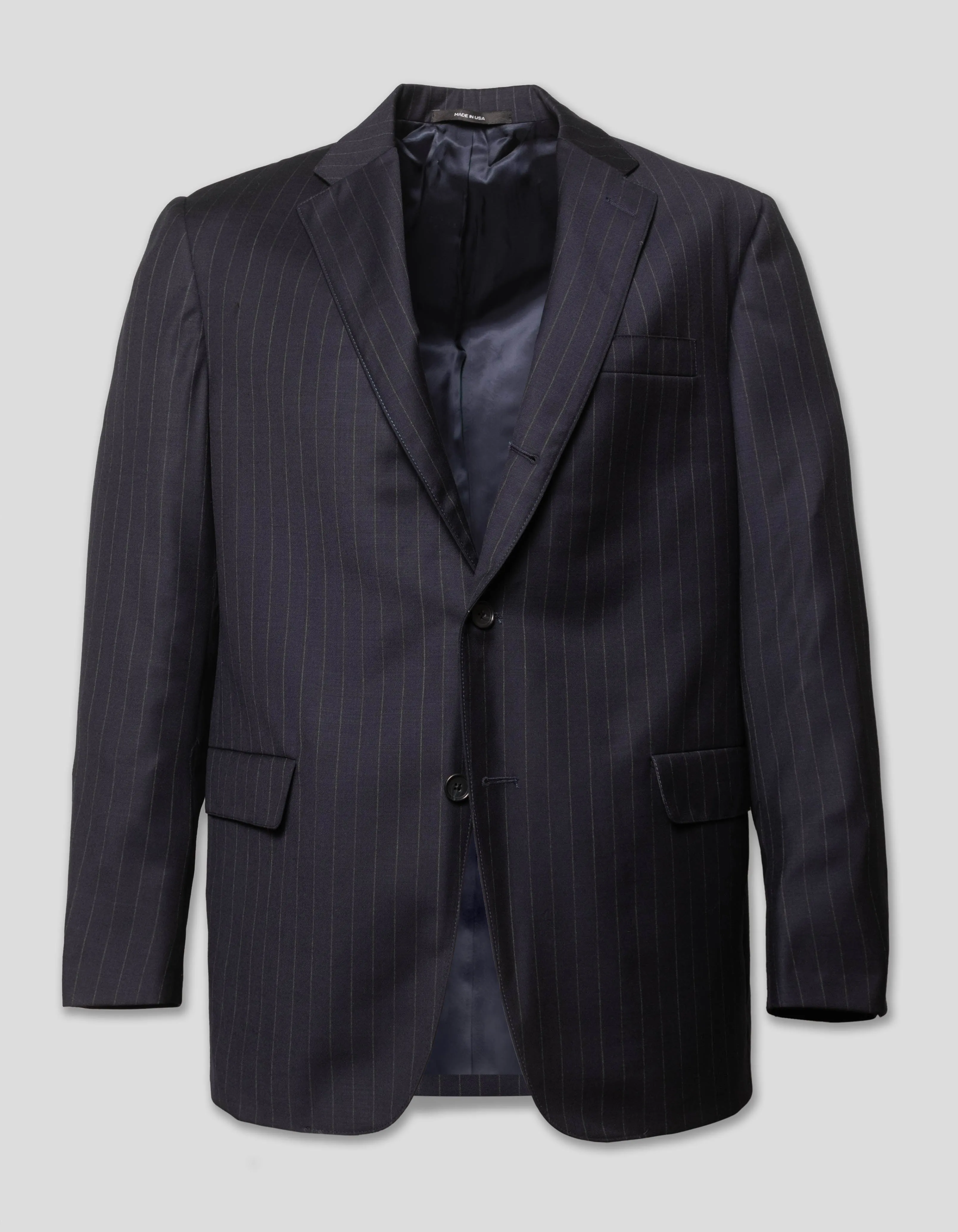 Made-in-USA Navy Chalkstripe Super 120s Wool Suit sold by J. Press