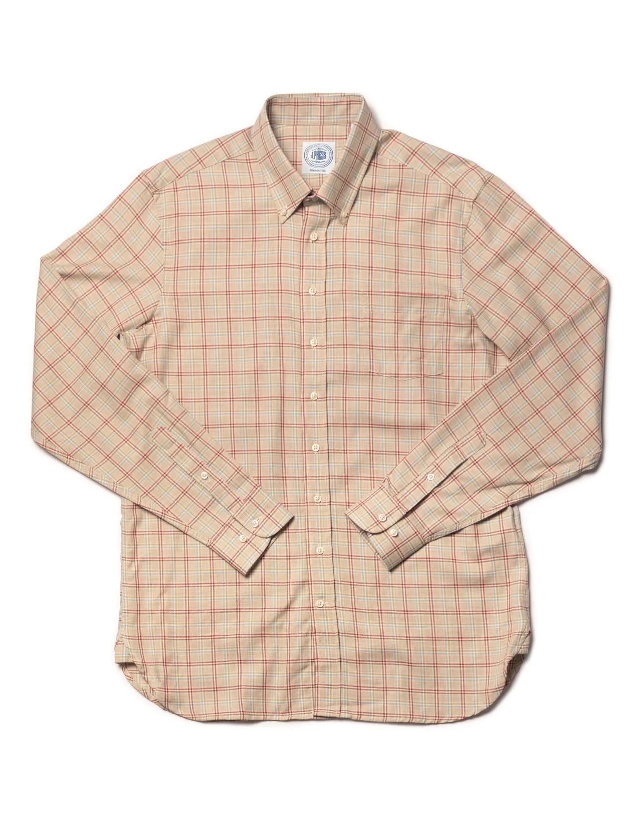 LIGHT BROWN WITH MULTI PANE COTTON/WOOL LONGSLEEVE SPORT SHIRT sold by J. Press