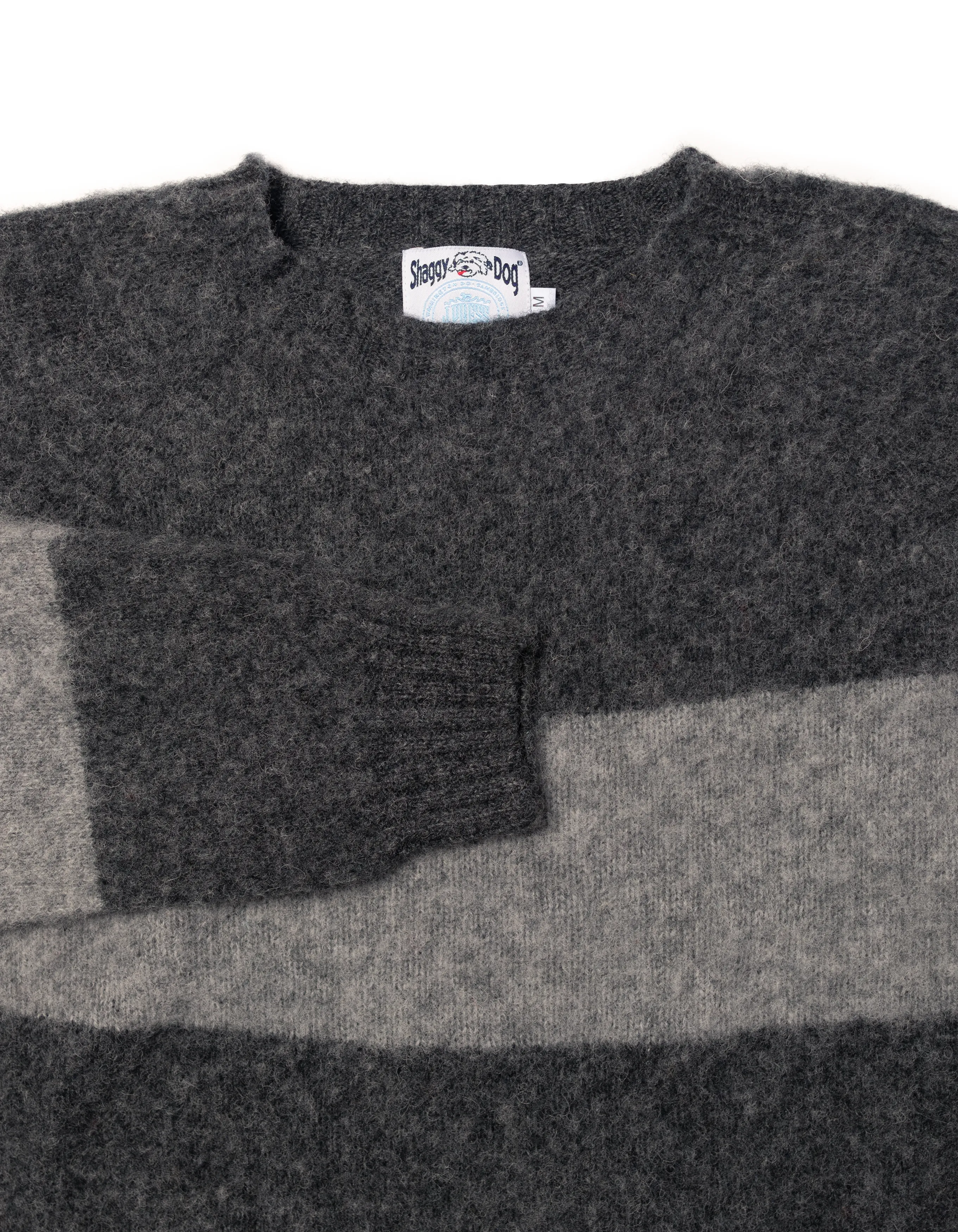 Made-in-Scotland Grey & Black Shaggy Dog Block Stripe Sweater - Trim Fit sold by J. Press product image thumbnail 2