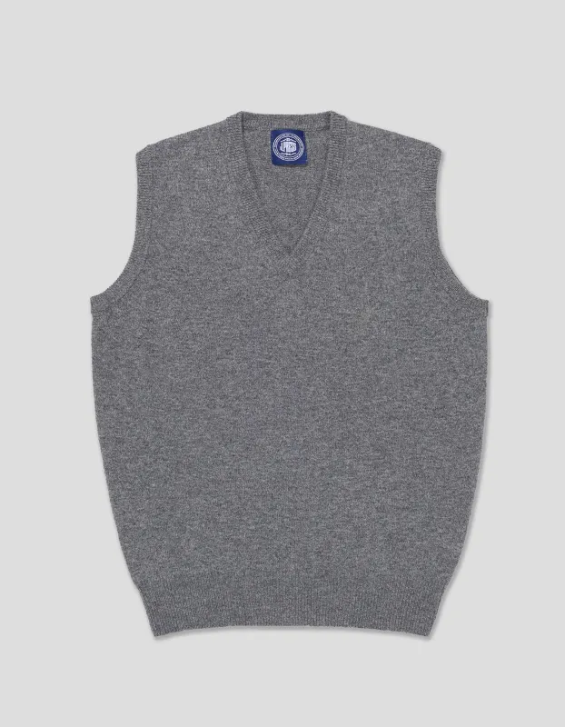 LAMBSWOOL V NECK VEST - GREY MIX sold by J. Press