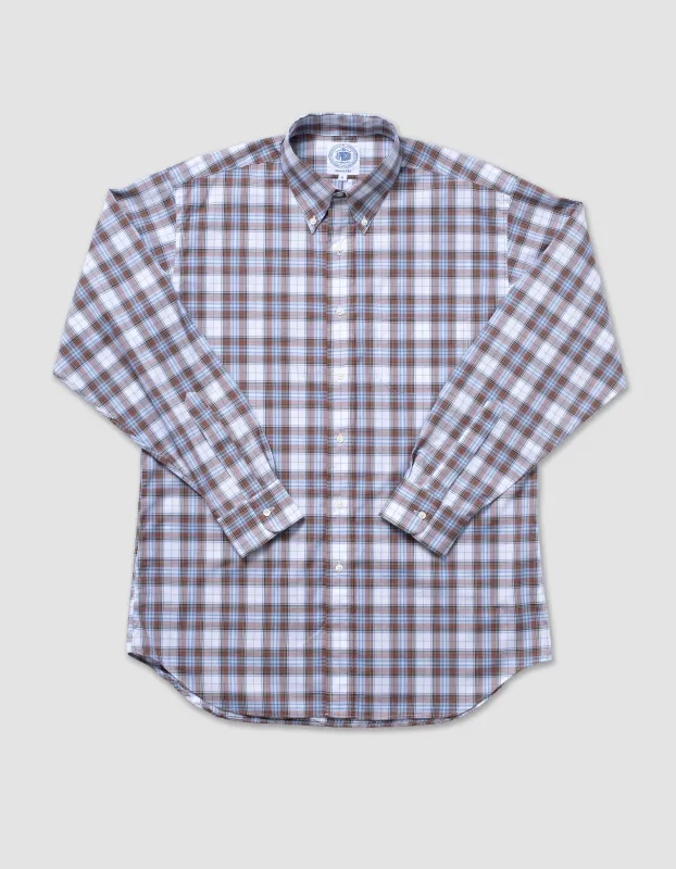 Made-in-USA Brown & Light Blue Plaid Sport Shirt - Classic Fit sold by J. Press