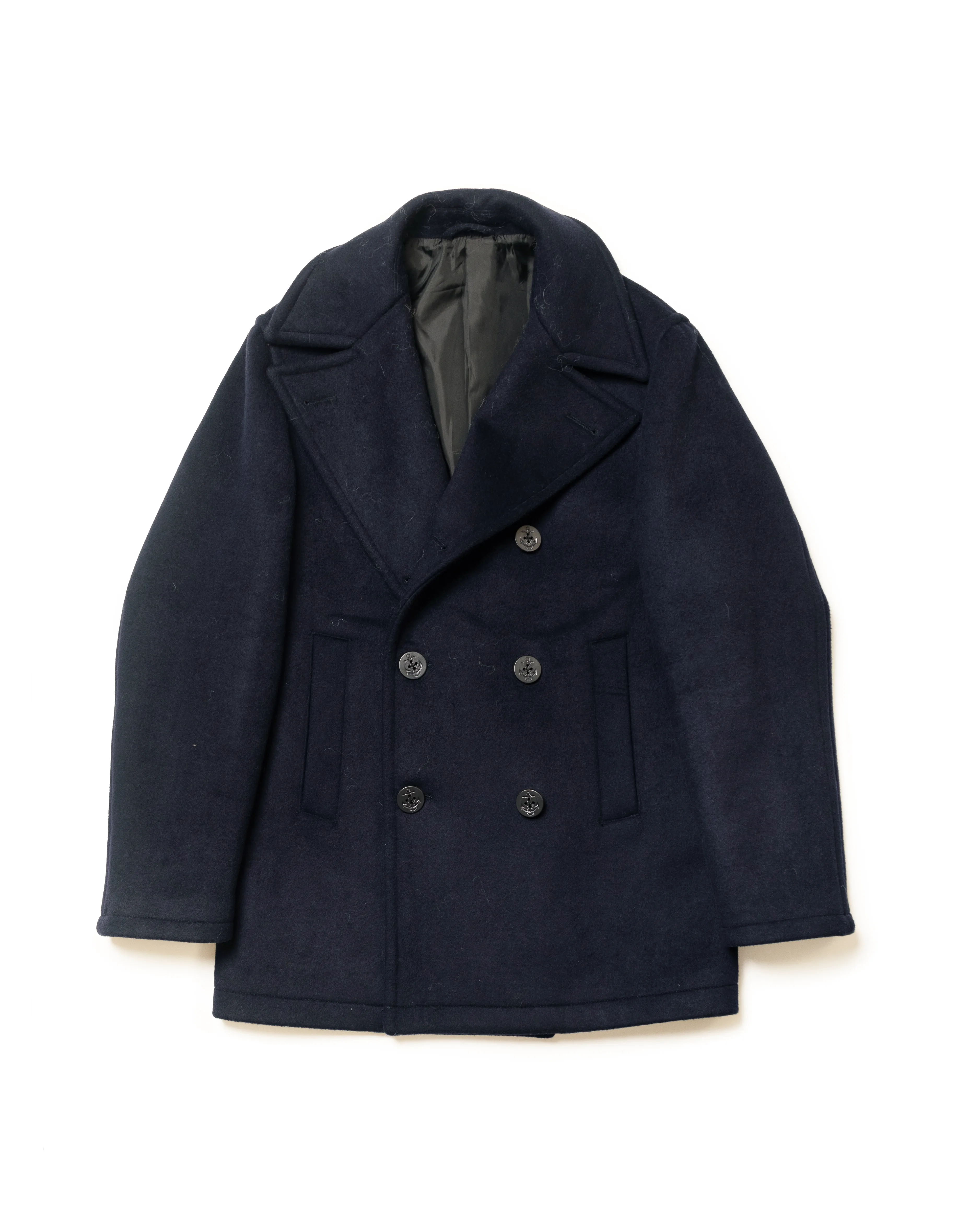 Navy Melton Wool Pea Coat - Trim Fit sold by J. Press