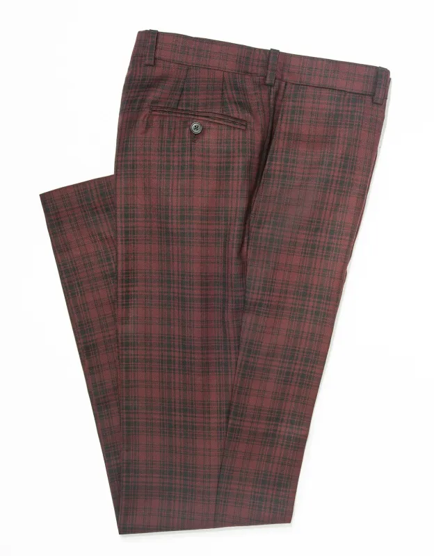 RED/BLACK PLAID TROUSERS - CLASSIC FIT sold by J. Press