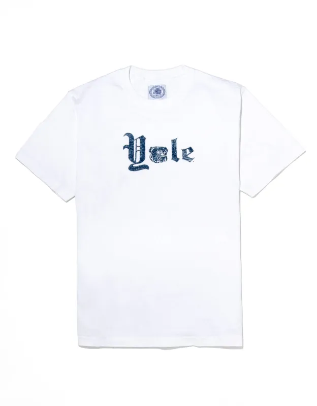 Yale White Gothic Spellout T-Shirt sold by J. Press
