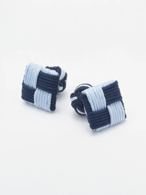 Navy & Sky Combo Knot Cufflinks sold by J. Press