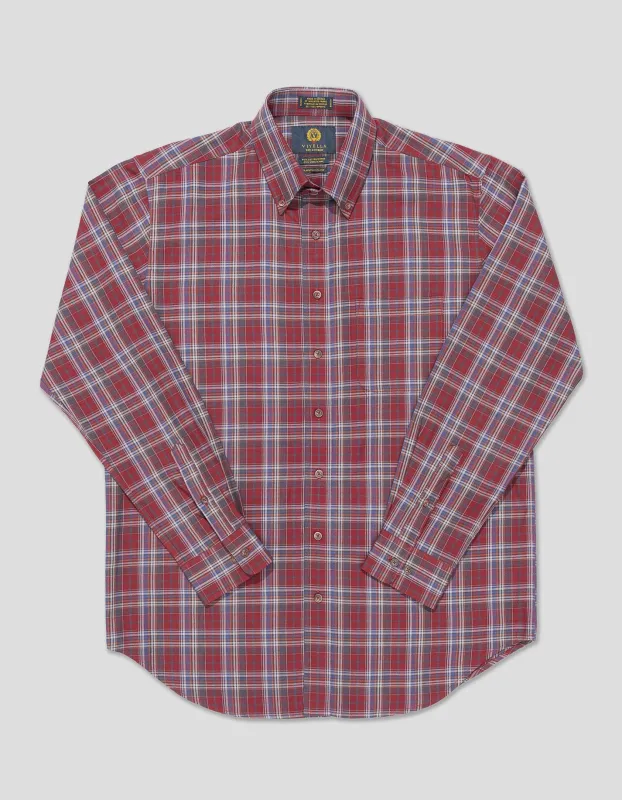 VIYELLA - BURGUNDY/BLUE/GREY/ORANGE CHECK sold by J. Press