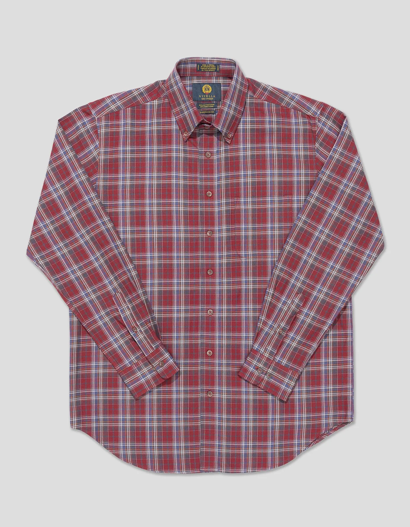 VIYELLA - BURGUNDY/BLUE/GREY/ORANGE CHECK sold by J. Press