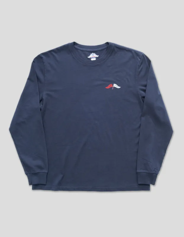 J.PRESS x BOATHOUSE COTTON LONG SLEEVE TEE - NAVY sold by J. Press