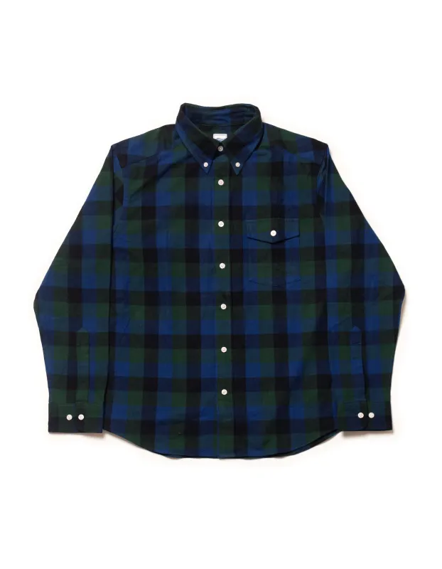 TARTAN FLANNEL SPORT SHIRT - GREEN/BLUE LARGE CHECK sold by J. Press