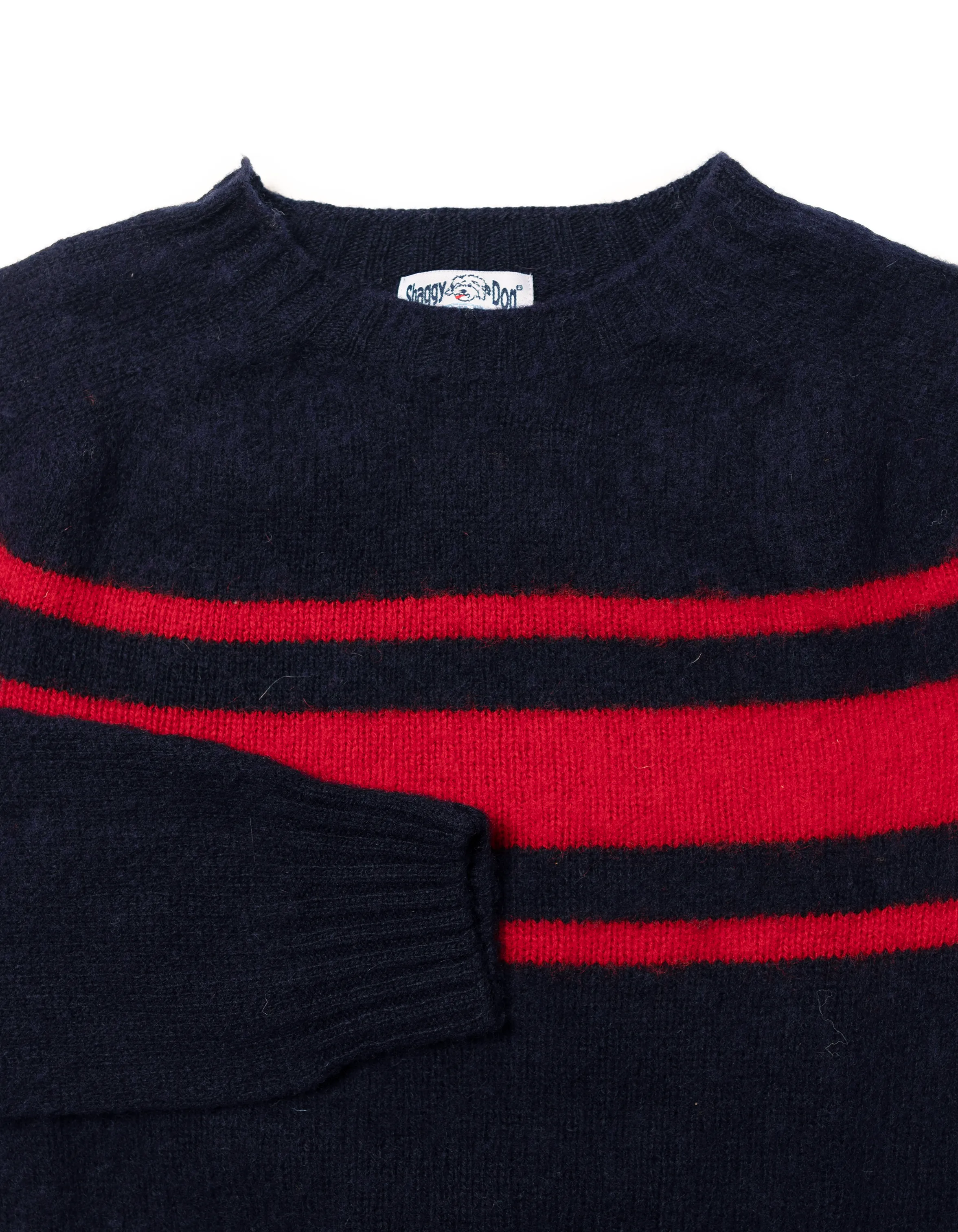 Made-in-Scotland Navy Chest Stripe Shaggy Dog Sweater - Trim Fit sold by J. Press product image thumbnail 2