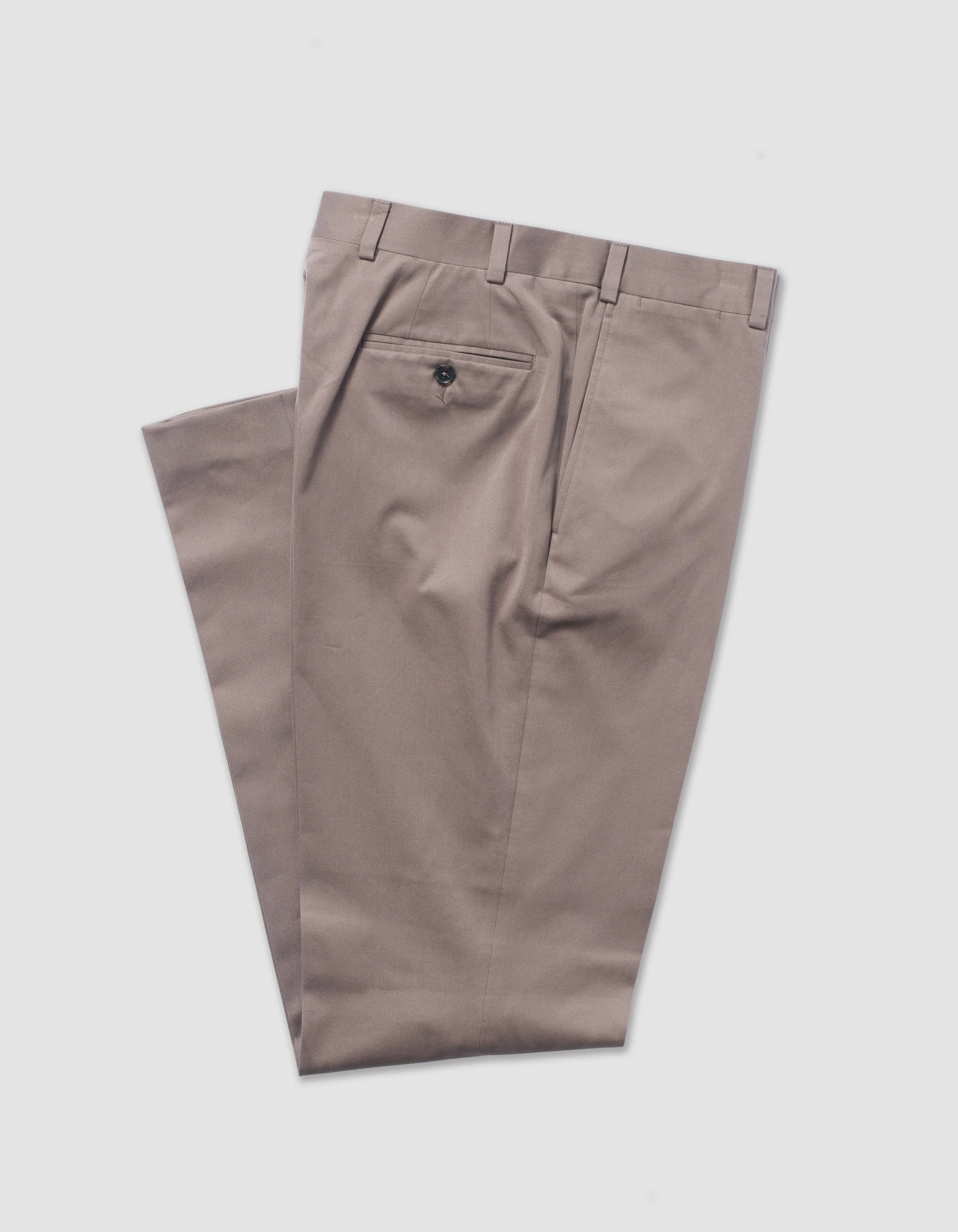 Made-in-Canada Brown Cotton Drill Cloth Trousers sold by J. Press