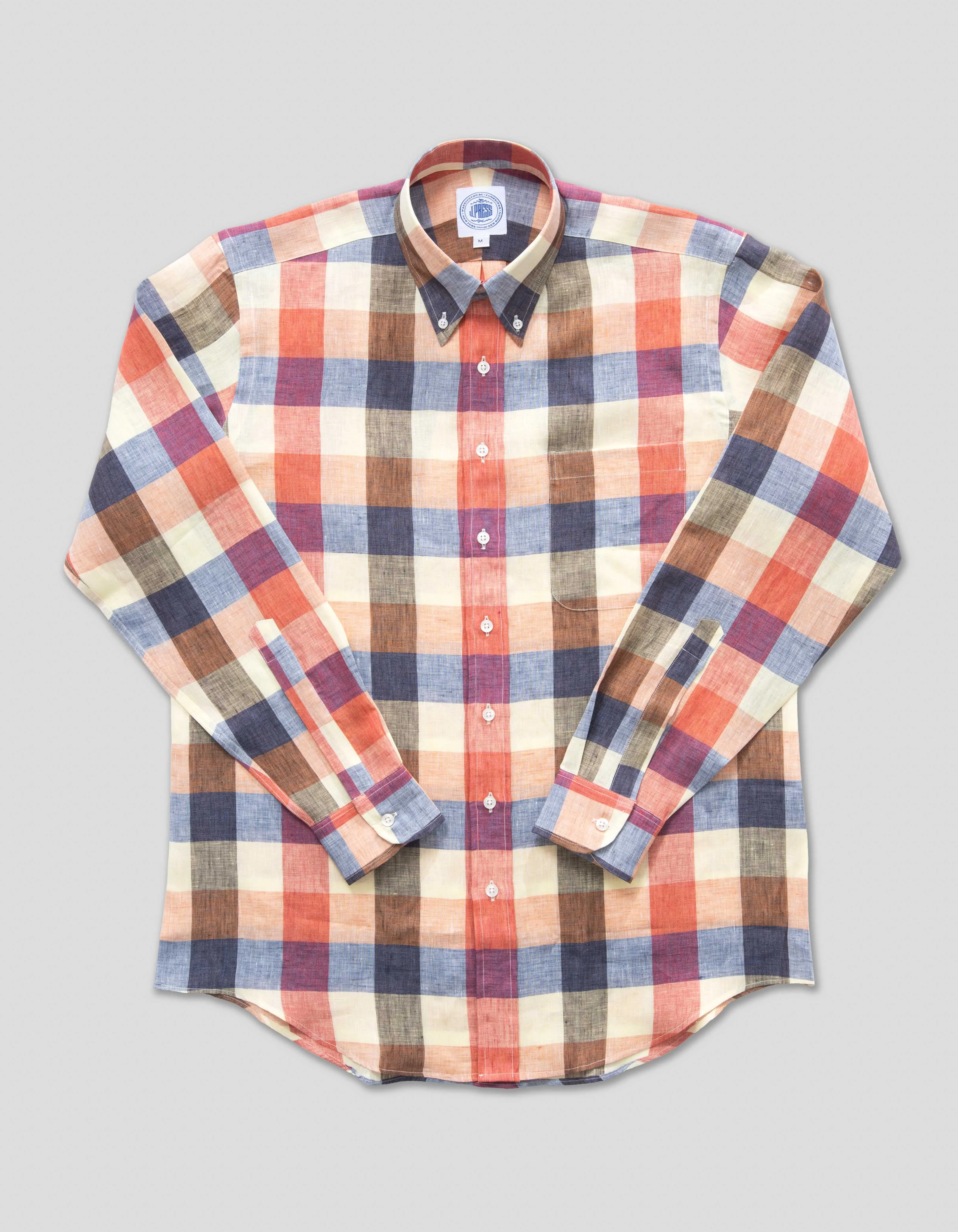 Large Check Linen Sport Shirt - Relaxed Fit sold by J. Press