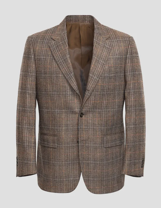 Made-in-Canada Tan, Navy & Gold Windowpane Lambswool Sport Coat sold by J. Press